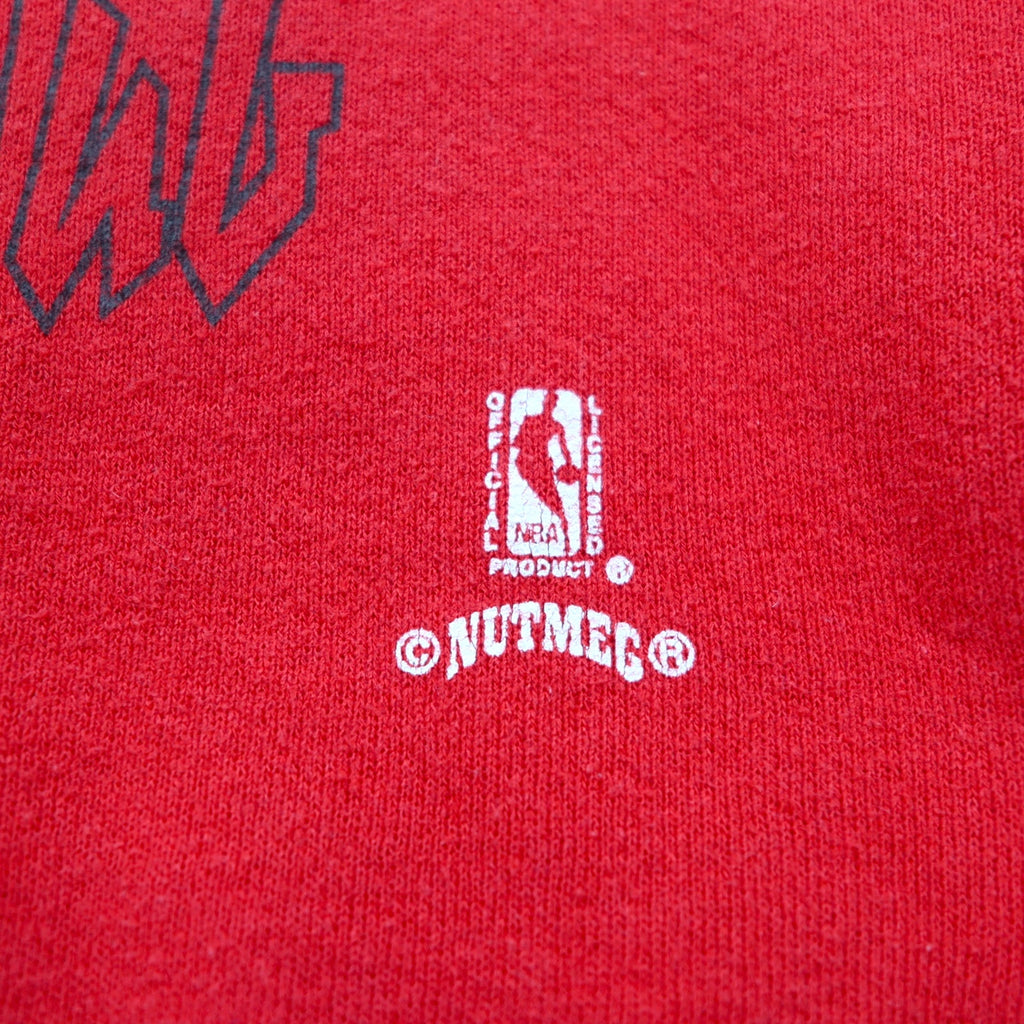 USA製 90年代 NBA シカゴブルズ CHICAGO BULLS プリント スウェット L レッド NUTMEG