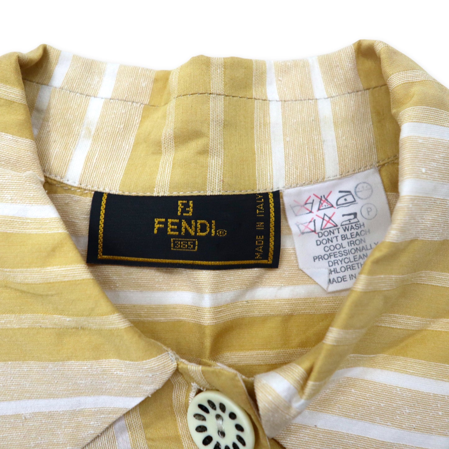 FENDI シャツジャケット カバーオール FREE ベージュ ストライプ シルク コットン イタリア製
