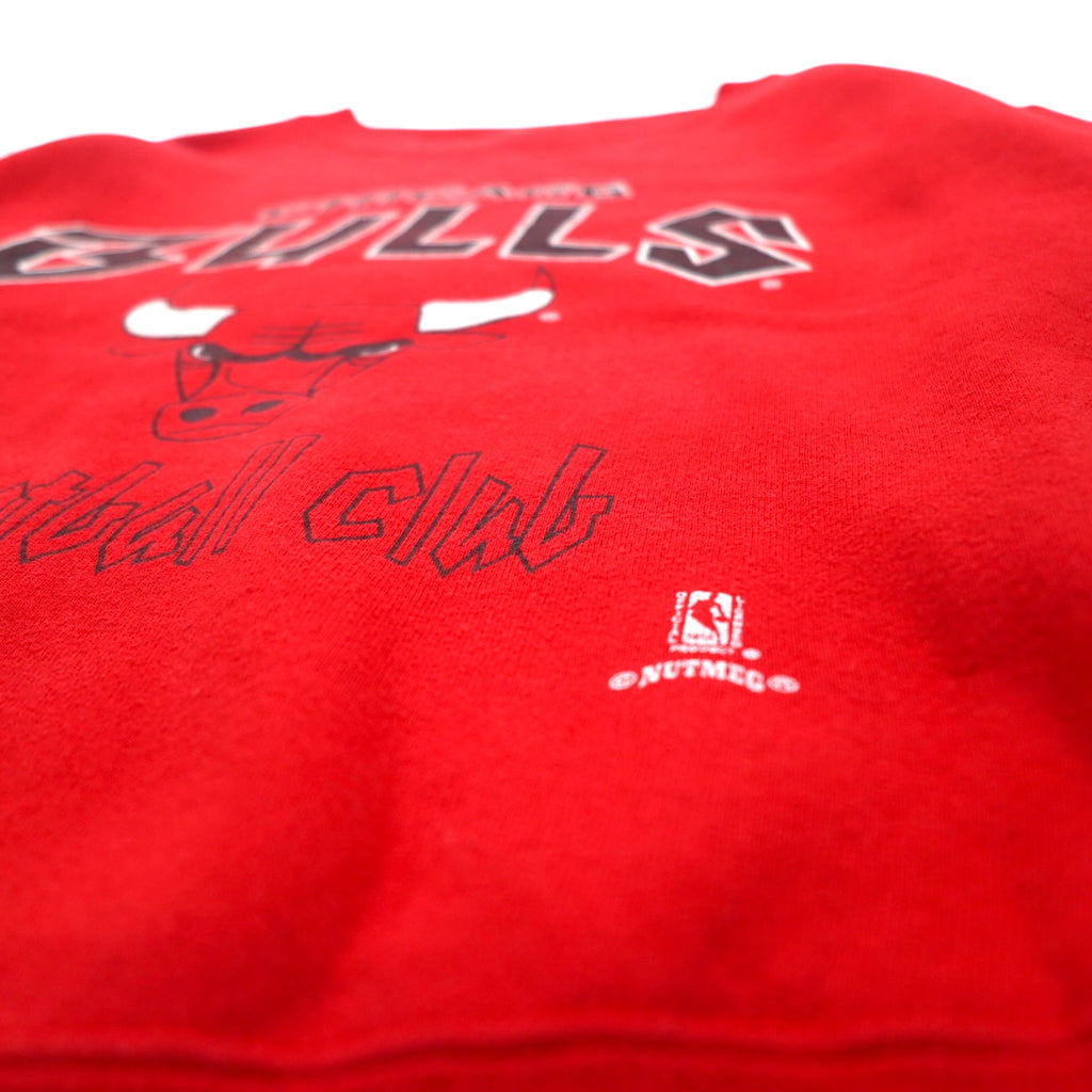 USA製 90年代 NBA シカゴブルズ CHICAGO BULLS プリント スウェット L レッド NUTMEG