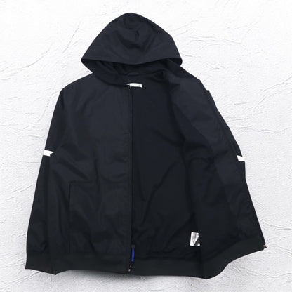 NIKE 00年代 フーデッド ナイロンジャケット L ブラック スウォッシュ 袖ロゴ