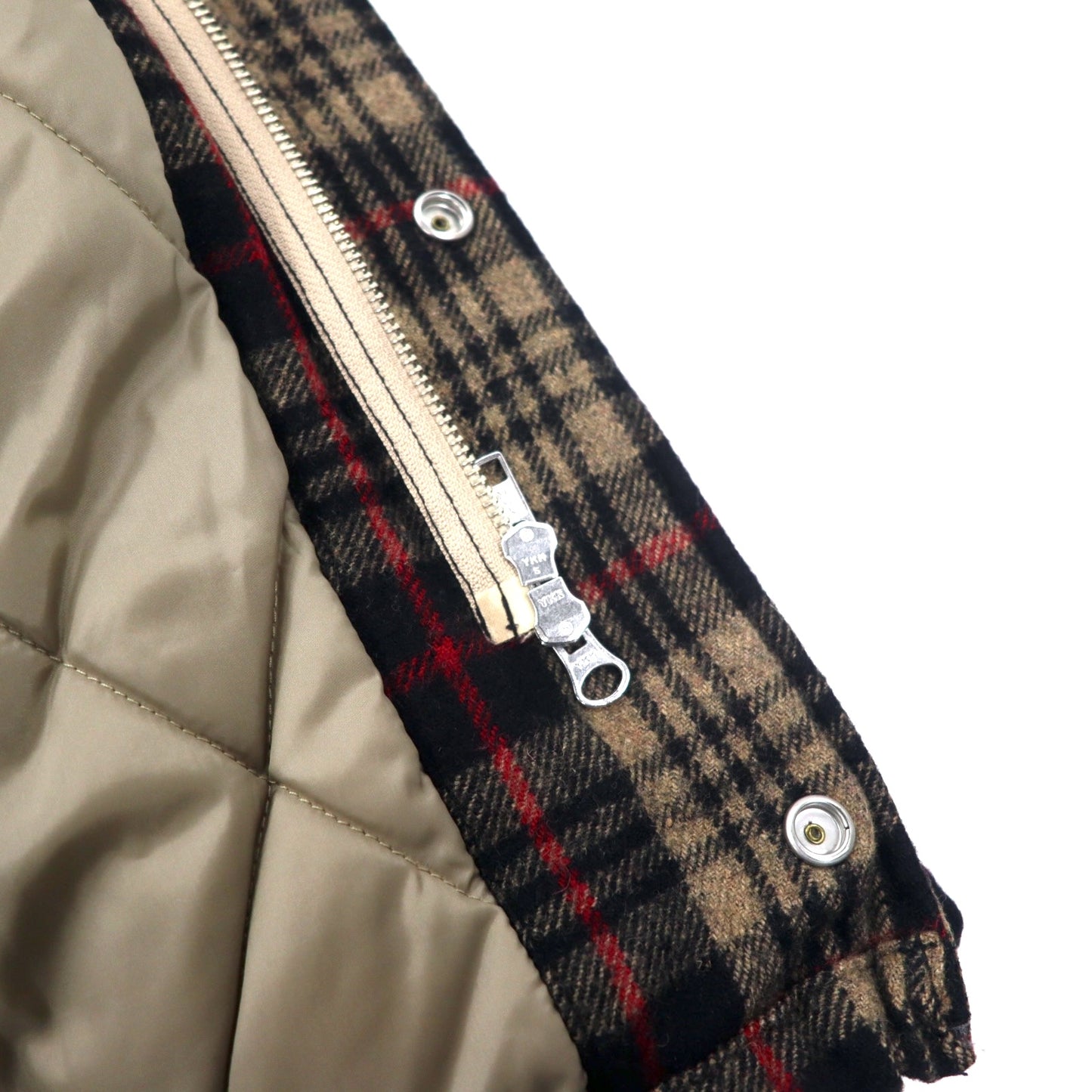 STUSSY Tweed Puffer Hoodie French L Brown CHECKED Wool QUILTED ...