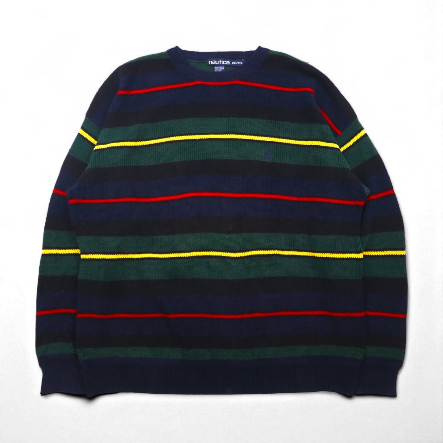 NAUTICA 90年代 ニット セーター 2XL マルチカラー コットン ボーダー ビッグサイズ