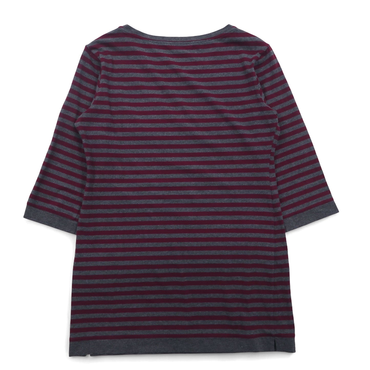 BURBERRY ボーダー チュニック Tシャツ M グレー ショルダーボタン ワンポイントロゴ刺繍 日本製