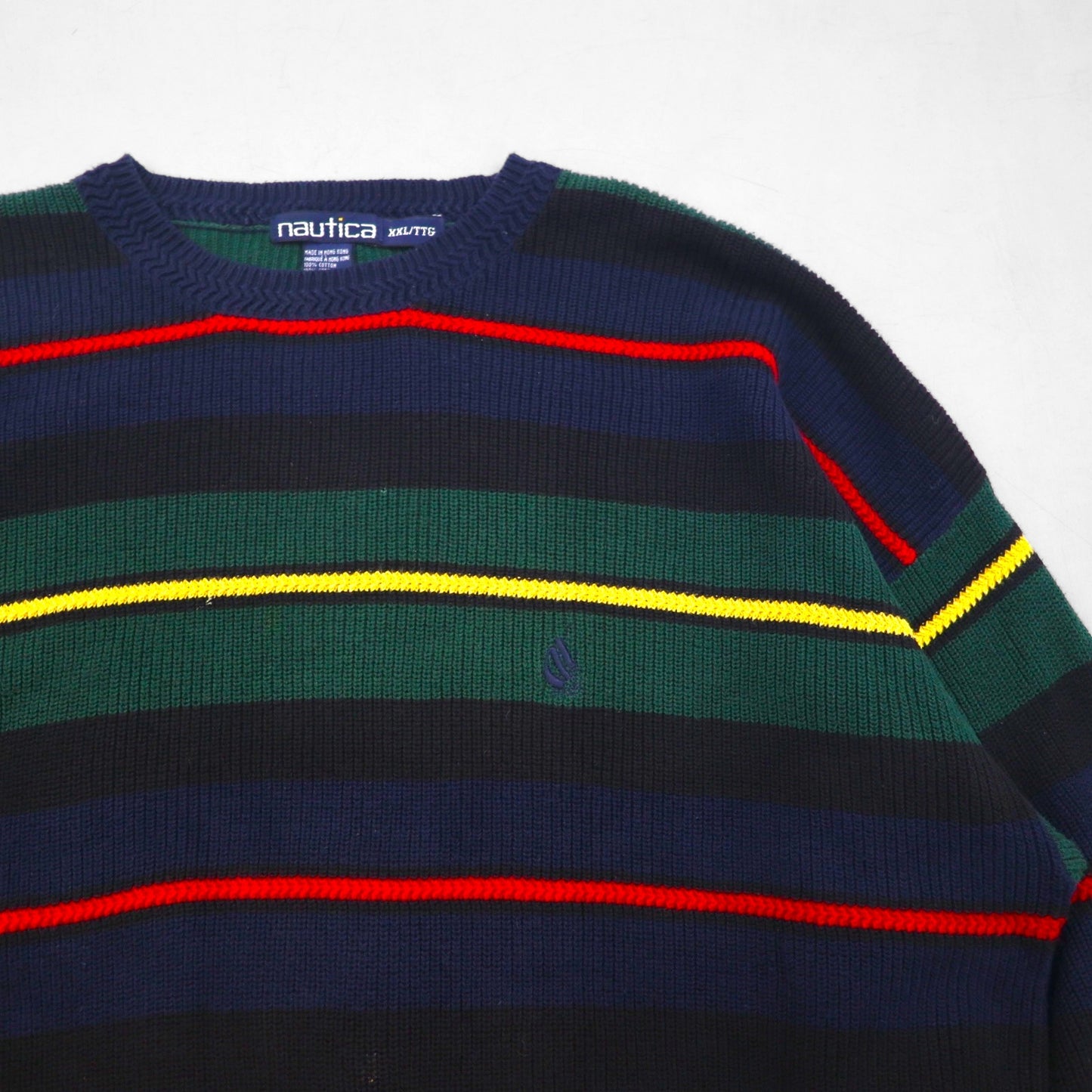 NAUTICA 90年代 ニット セーター 2XL マルチカラー コットン ボーダー ビッグサイズ