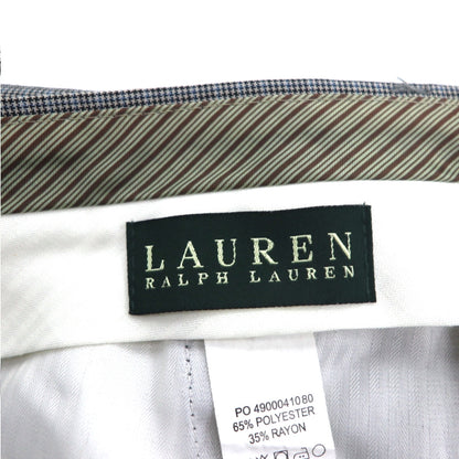 LAUREN RALPH LAUREN タック スラックスパンツ L グレー チェック ポリエステル WASHABLE