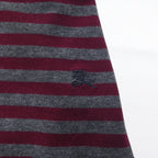 BURBERRY ボーダー チュニック Tシャツ M グレー ショルダーボタン ワンポイントロゴ刺繍 日本製