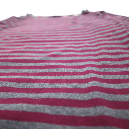 BURBERRY ボーダー チュニック Tシャツ M グレー ショルダーボタン ワンポイントロゴ刺繍 日本製