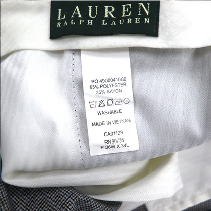 LAUREN RALPH LAUREN タック スラックスパンツ L グレー チェック ポリエステル WASHABLE