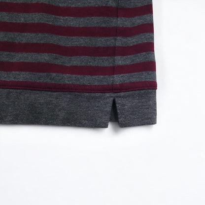 BURBERRY ボーダー チュニック Tシャツ M グレー ショルダーボタン ワンポイントロゴ刺繍 日本製