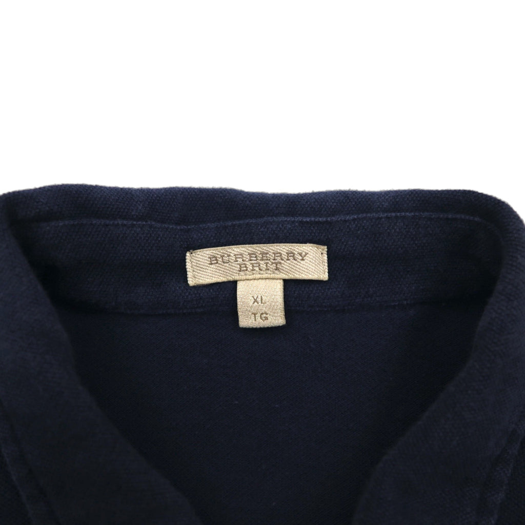 BURBERRY BRIT Nova Check Polo Shirt, Size XL, Navy, Cotton, Pique, Single Logo Embroidery, Made in Turkey