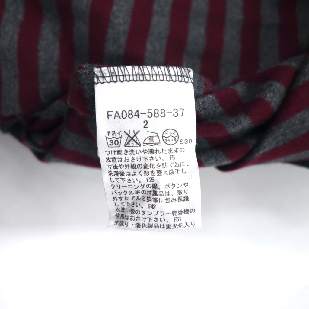 BURBERRY ボーダー チュニック Tシャツ M グレー ショルダーボタン ワンポイントロゴ刺繍 日本製