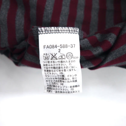 BURBERRY ボーダー チュニック Tシャツ M グレー ショルダーボタン ワンポイントロゴ刺繍 日本製