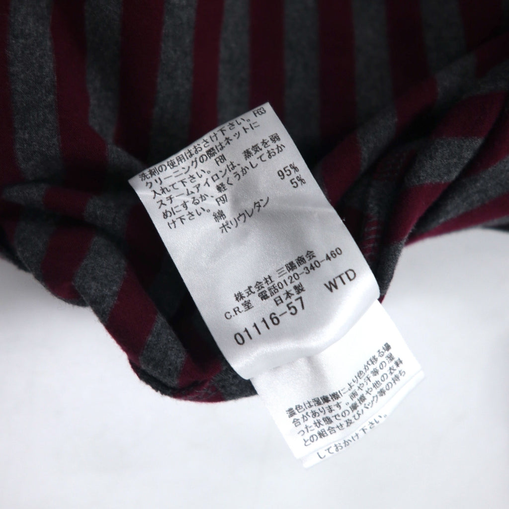 BURBERRY ボーダー チュニック Tシャツ M グレー ショルダーボタン ワンポイントロゴ刺繍 日本製