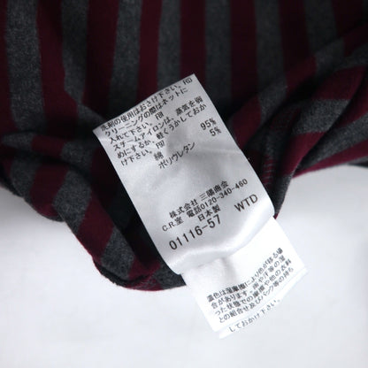 BURBERRY ボーダー チュニック Tシャツ M グレー ショルダーボタン ワンポイントロゴ刺繍 日本製