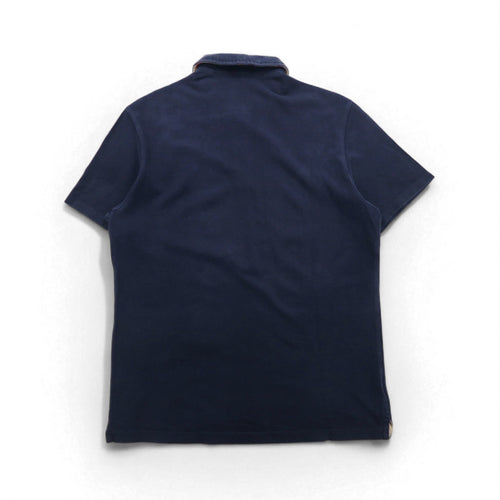 BURBERRY BRIT Nova Check Polo Shirt, Size XL, Navy, Cotton, Pique, Single Logo Embroidery, Made in Turkey