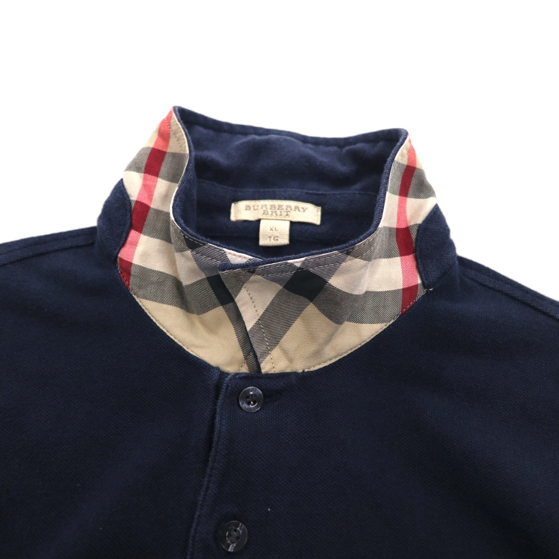 BURBERRY BRIT Nova Check Polo Shirt, Size XL, Navy, Cotton, Pique, Single Logo Embroidery, Made in Turkey