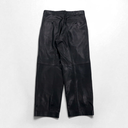 Bell Maxim 2タック ワイド レザーパンツ スラックス XL ブラック 牛革 日本製
