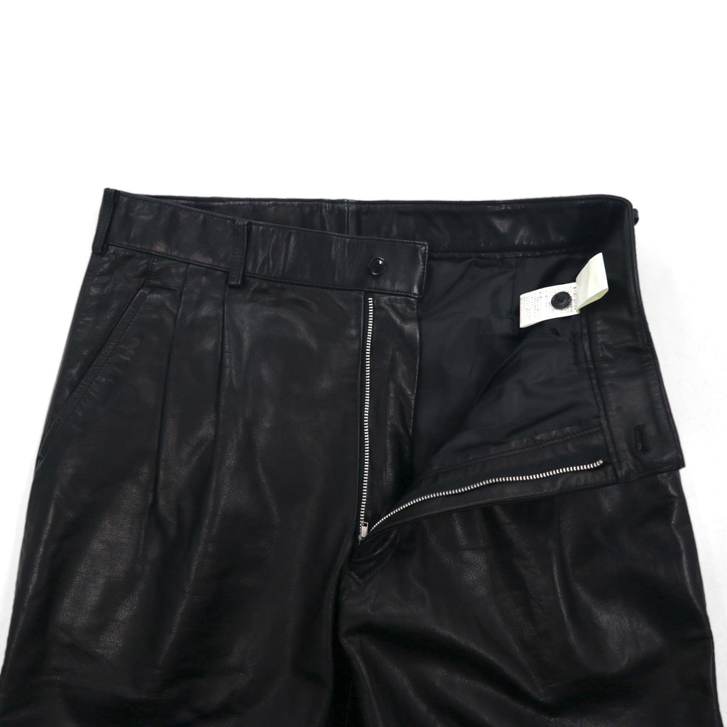 Bell Maxim 2タック ワイド レザーパンツ スラックス XL ブラック 牛革 日本製