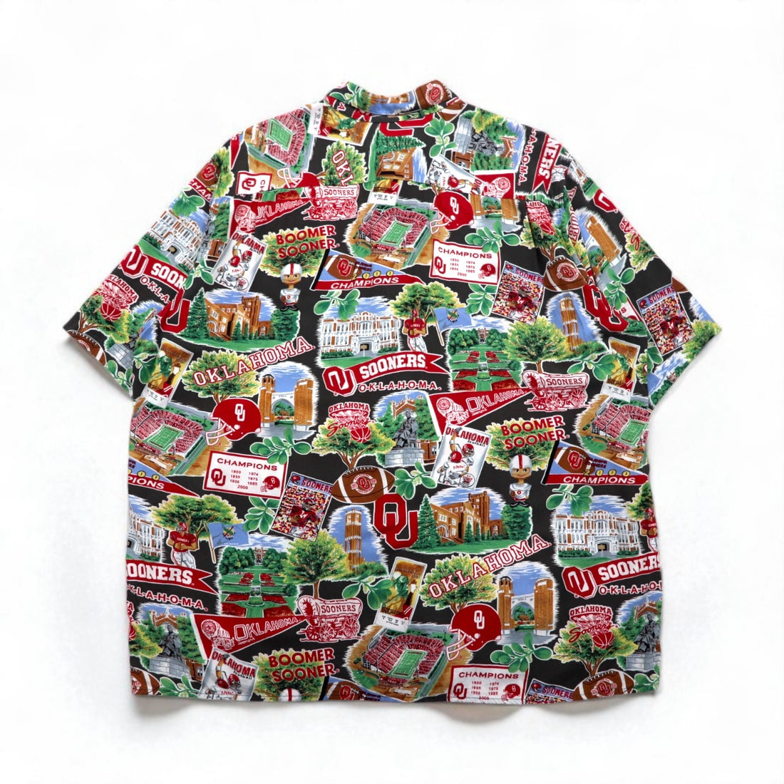 Reyn SPOONER 90年代 ハワイ(USA)製 AMERICAN CLASSICS アロハシャツ 2XL マルチカラー レーヨン NCAA OKLAHOMA SOONERS カレッジ フットボール