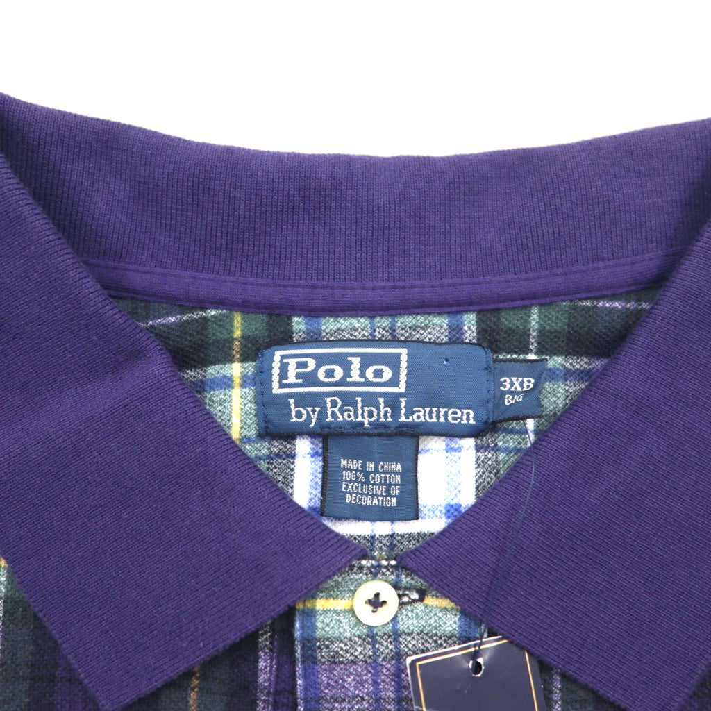Polo by Ralph Lauren 90年代 ビッグポニー刺繍 ポロシャツ 3XL ネイビー グリーン チェック 未使用品