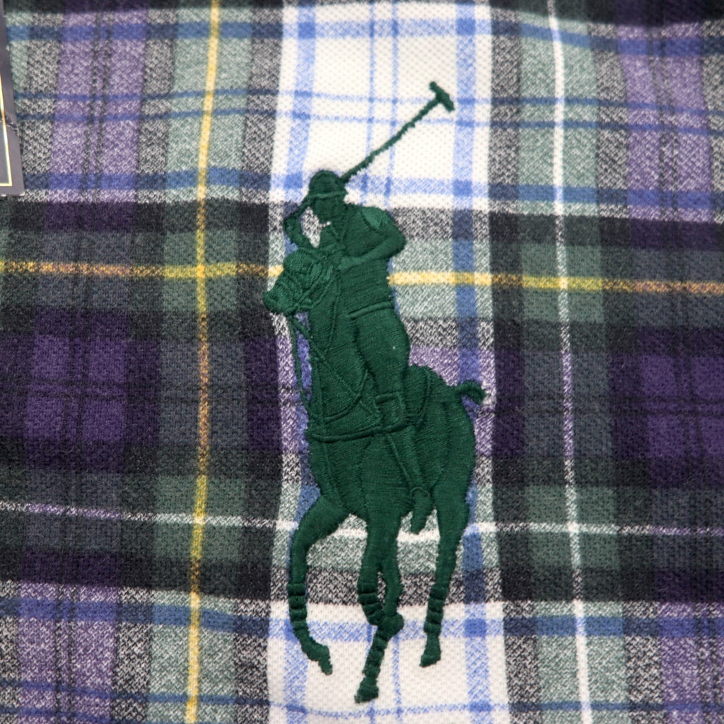 Polo by Ralph Lauren 90年代 ビッグポニー刺繍 ポロシャツ 3XL ネイビー グリーン チェック 未使用品