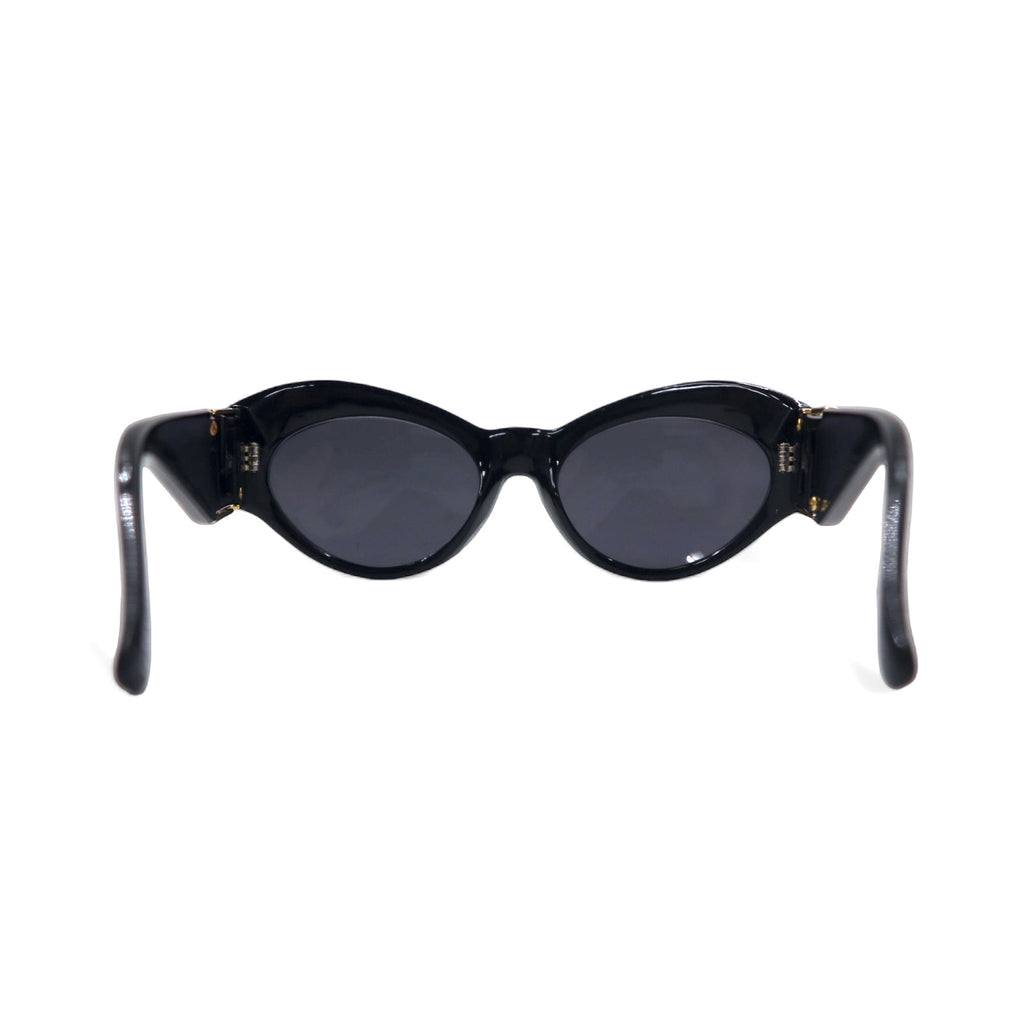 GIANNI VERSACE Old Cat Eye Fox Sunglasses Black Side Logo