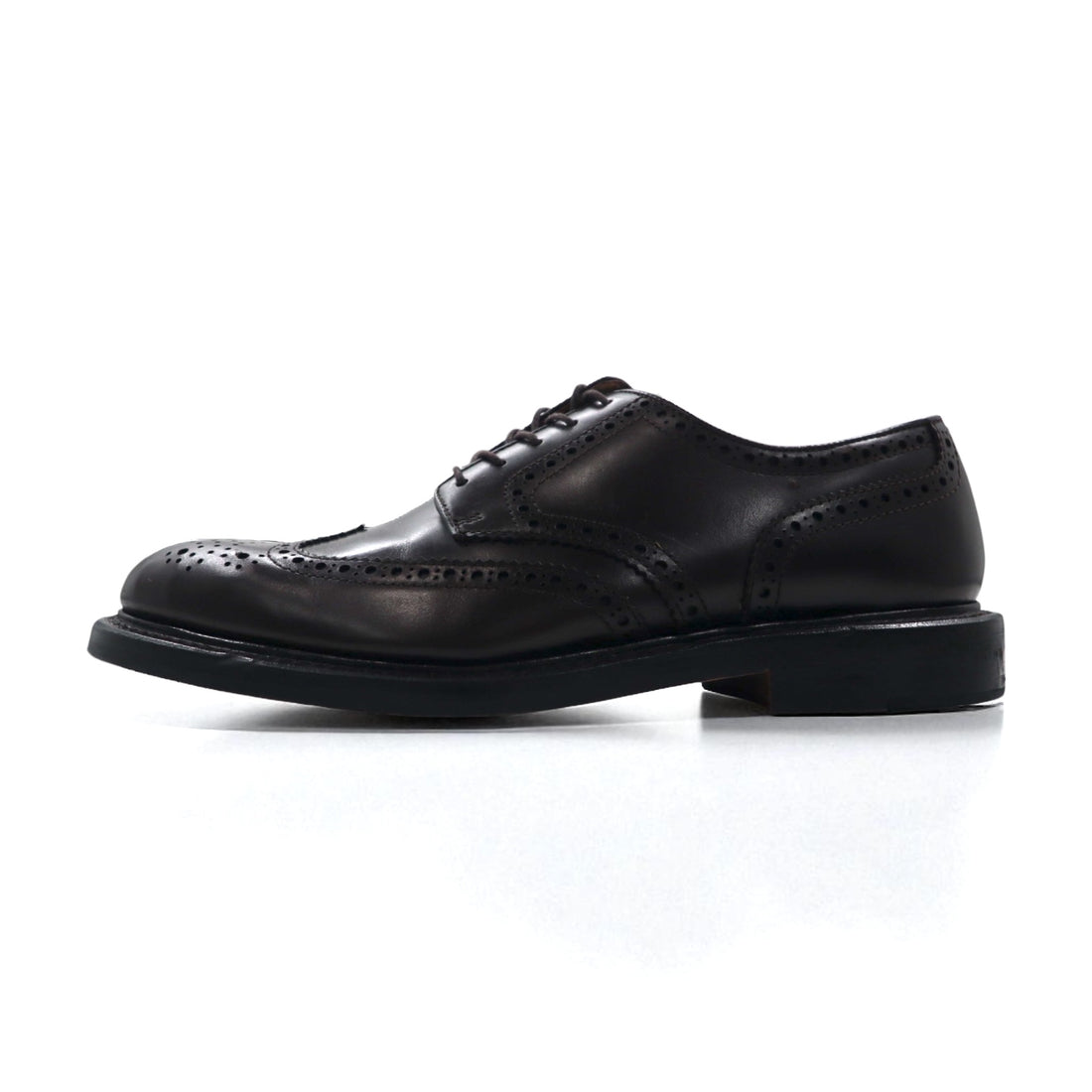 J.Crew Wingtip Full Brogue Dress Shoes, Size 27cm, Brown Leather with Medallion Detail, 55740