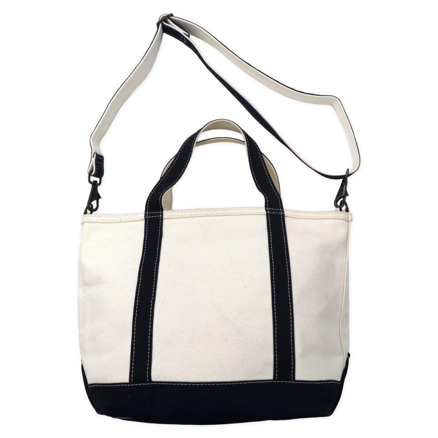 L.L.Bean 2WAY Tote Bag Shoulder Strap Tote Medium White Black