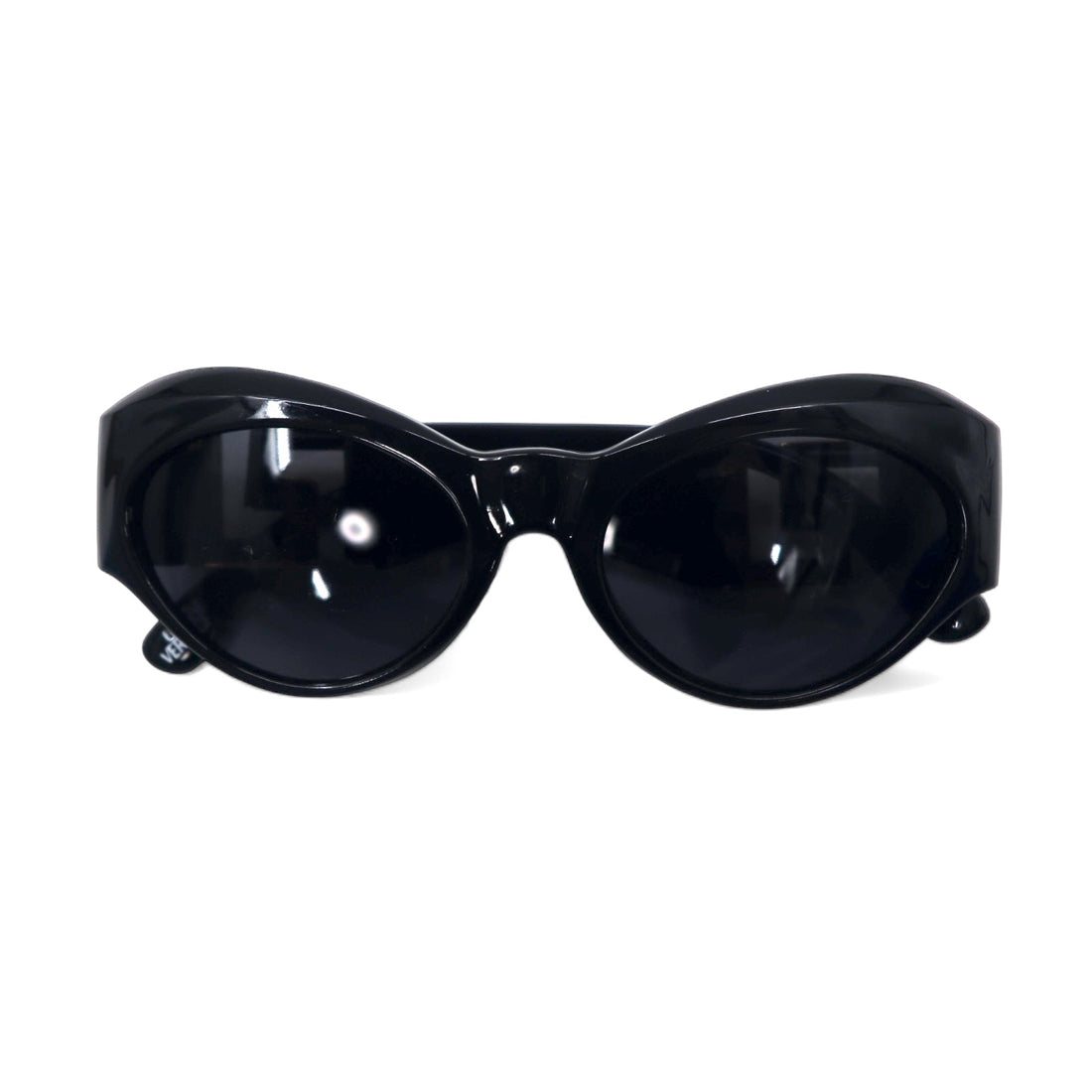 GIANNI VERSACE Old Cat Eye Fox Sunglasses Black Side Logo