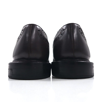 J.Crew Wingtip Full Brogue Dress Shoes, Size 27cm, Brown Leather with Medallion Detail, 55740