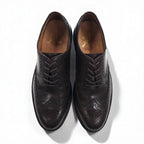 J.Crew Wingtip Full Brogue Dress Shoes, Size 27cm, Brown Leather with Medallion Detail, 55740