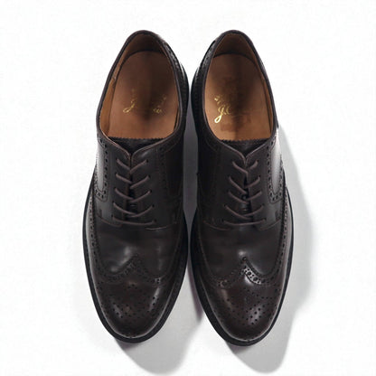 J.Crew Wingtip Full Brogue Dress Shoes, Size 27cm, Brown Leather with Medallion Detail, 55740