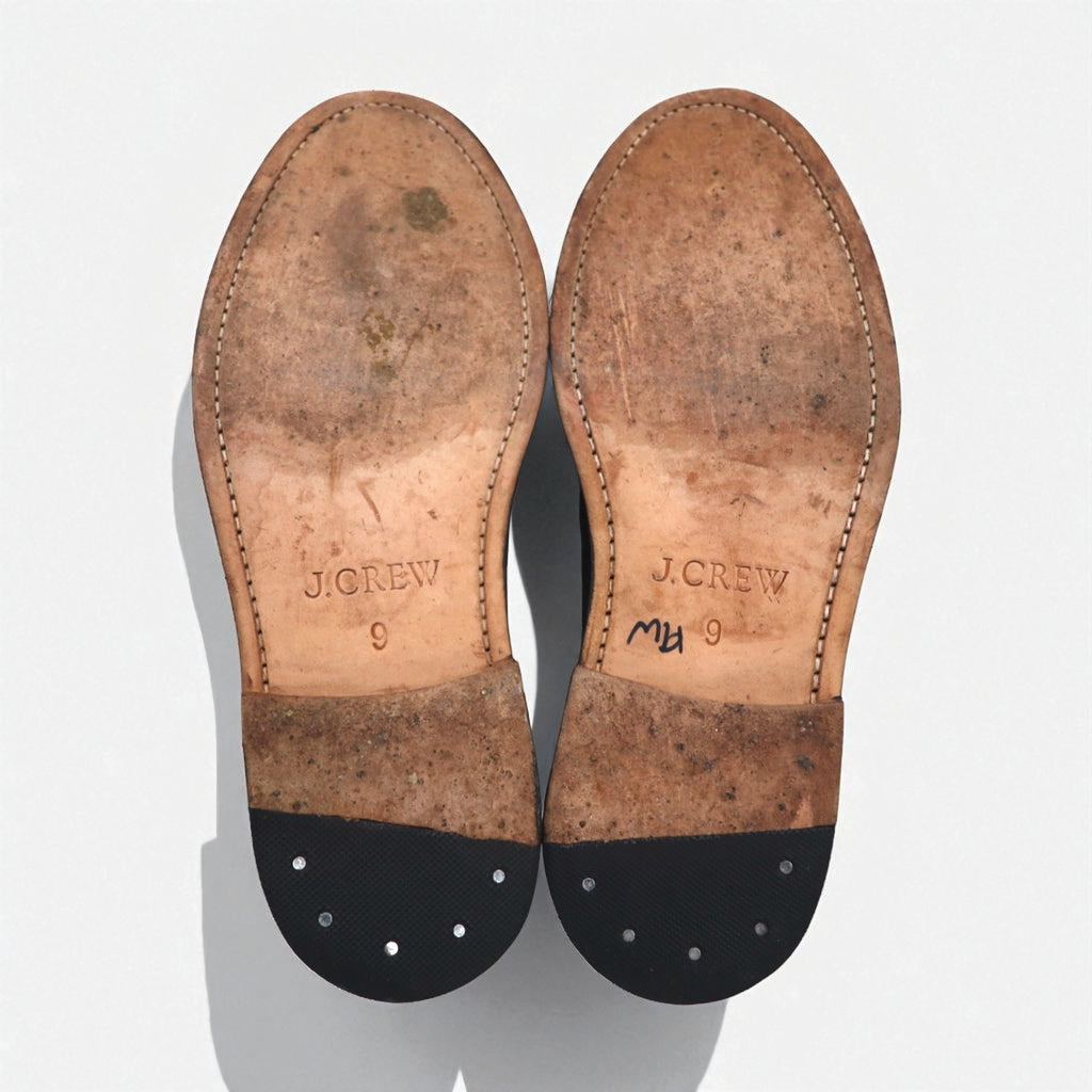 J.Crew Wingtip Full Brogue Dress Shoes, Size 27cm, Brown Leather with Medallion Detail, 55740