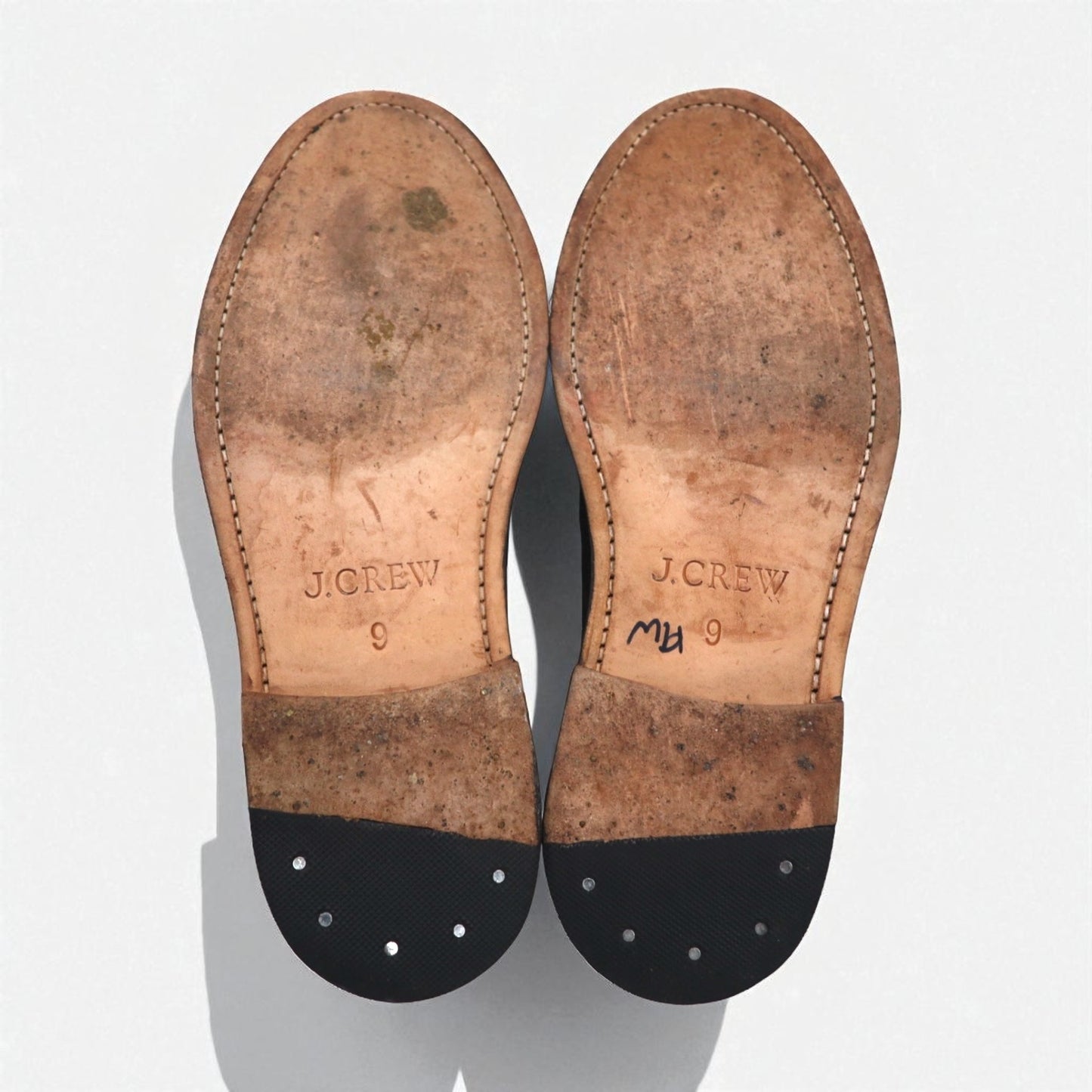 J.Crew Wingtip Full Brogue Dress Shoes, Size 27cm, Brown Leather with Medallion Detail, 55740