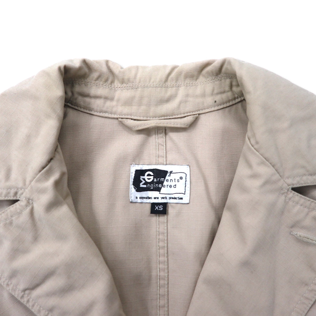 Engineered Garments USA made ripstop storm bal collar coat XS beige nylon cotton