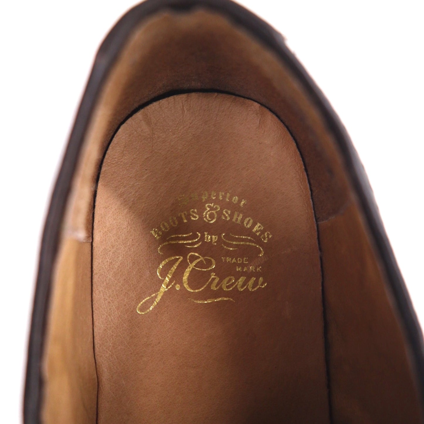 J.Crew Wingtip Full Brogue Dress Shoes, Size 27cm, Brown Leather with Medallion Detail, 55740