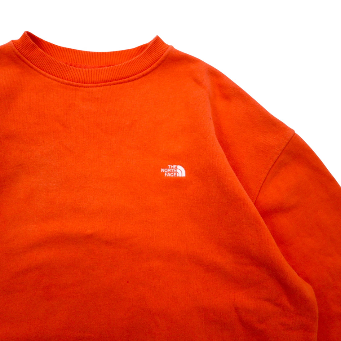 THE NORTH FACE Oversized Sweatshirt S Orange Cotton One Point Logo Embroidery