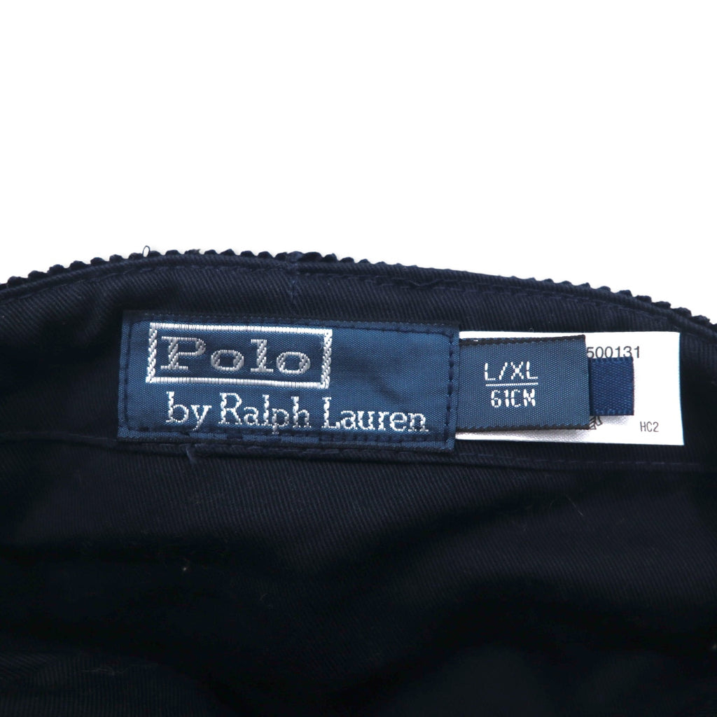 Polo by Ralph Lauren Corduroy Driver Cap Hunting Cap L/XL Black Small Pony Embroidery