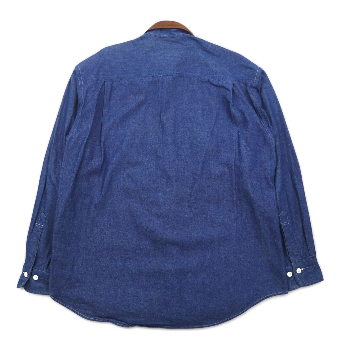 Vintage 90s Denim Shirt MINDLOOSER Leather Collar Switching Work Denim Shirt L Indigo Blue Cotton