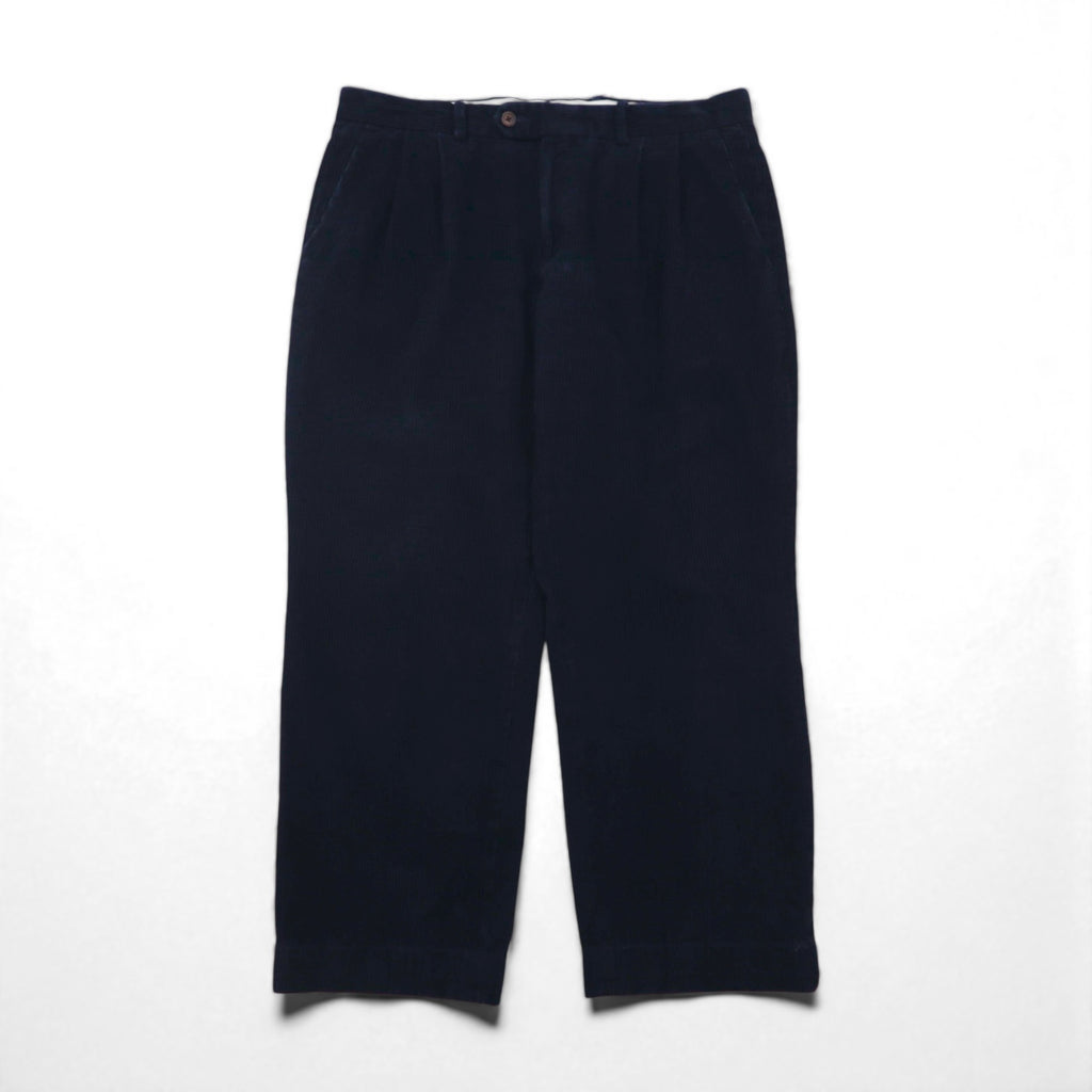 LAUREN RALPH LAUREN 90年代 2タック ワイド コーデュロイパンツ チノパンツ L ネイビー