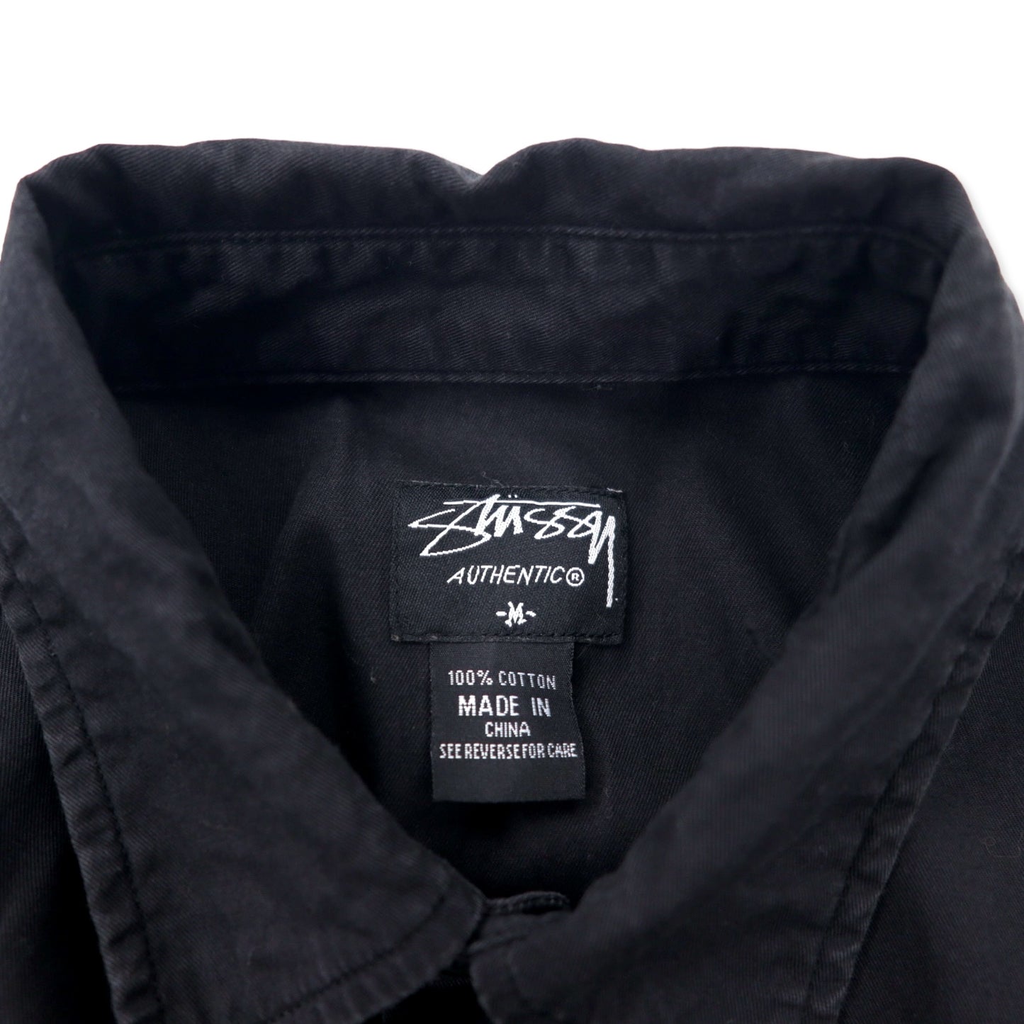 stussy ミリタリーシャツ ジャケット M ブラック コットン ロゴワッペン