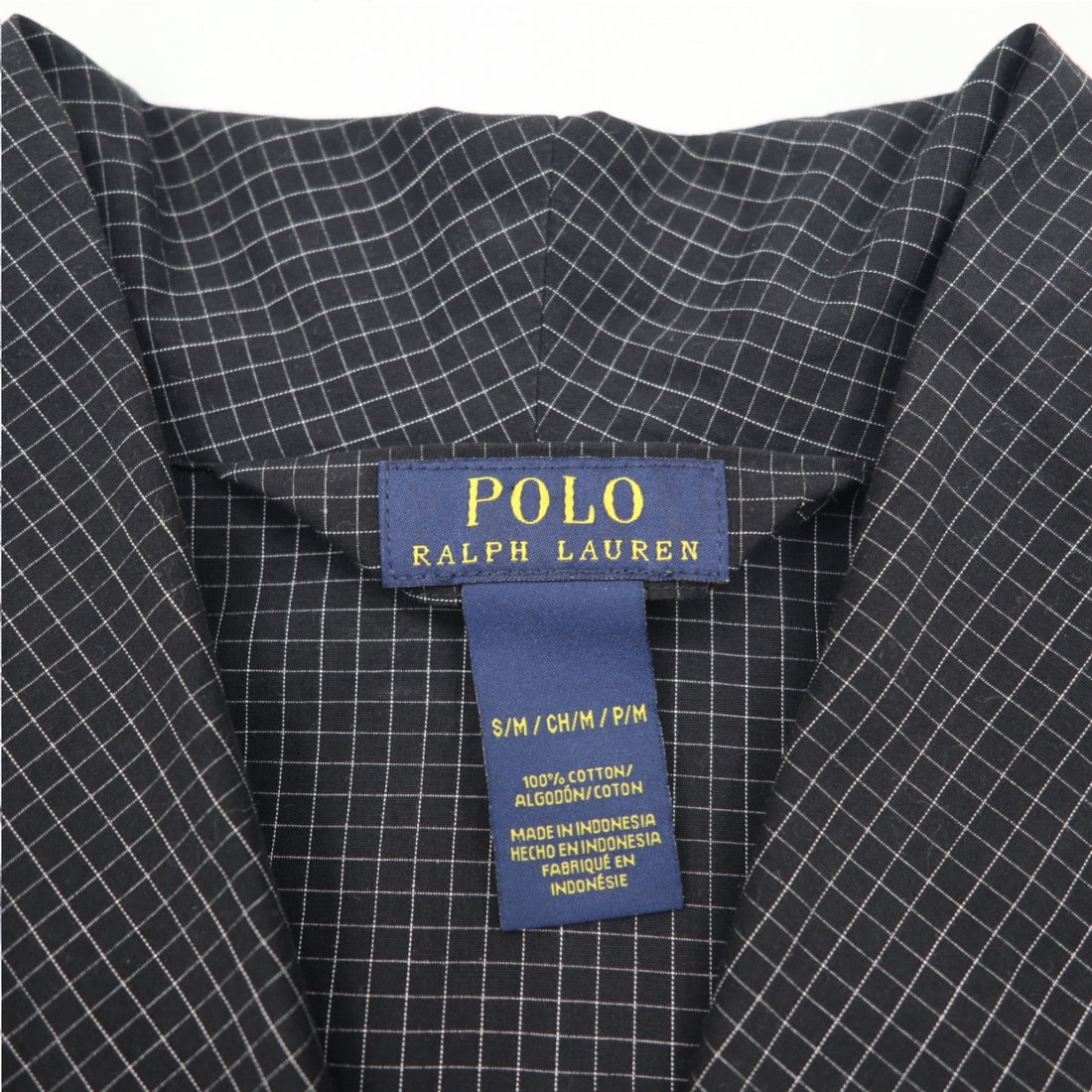 POLO RALPH LAUREN Robe Coat Gown M Black Check Belted Woven Robe Soho Plaid