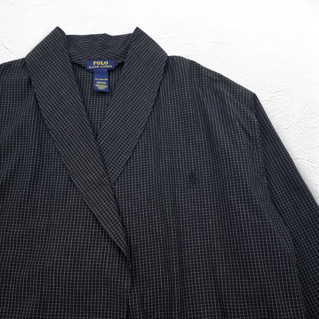 POLO RALPH LAUREN Robe Coat Gown M Black Check Belted Woven Robe Soho Plaid