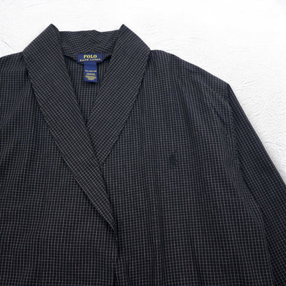 POLO RALPH LAUREN ローブコート ガウン M ブラック チェック ベルト付き Woven Robe Soho Plaid