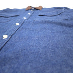 Vintage 90s Denim Shirt MINDLOOSER Leather Collar Switching Work Denim Shirt L Indigo Blue Cotton