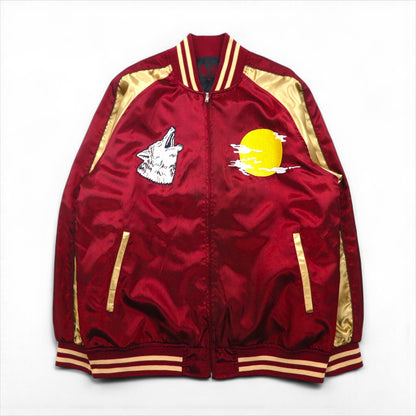 一心如鏡 スカジャン スーベニアジャケット 3XL ボルドー 狼 オオカミ