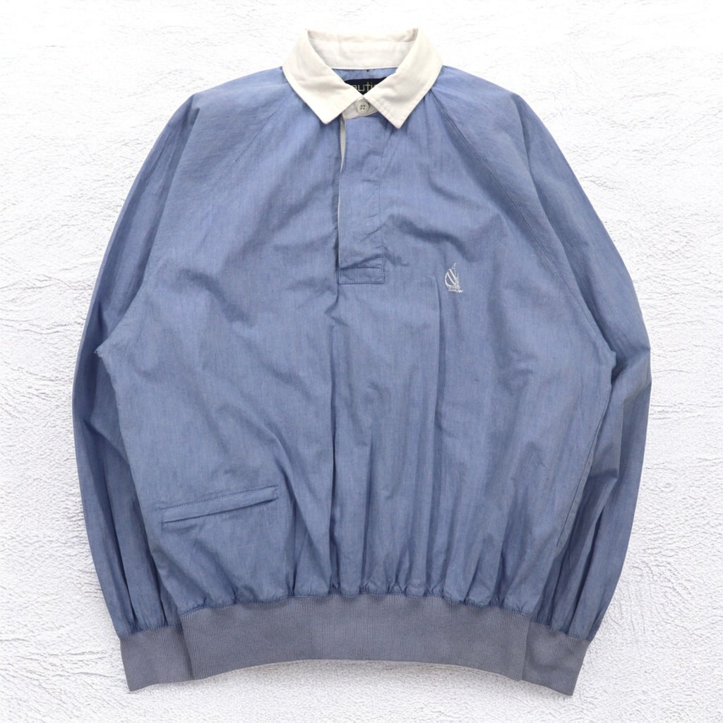 nautica 90s pullover chambray shirt, XL, blue, cotton, one-point logo embroidery