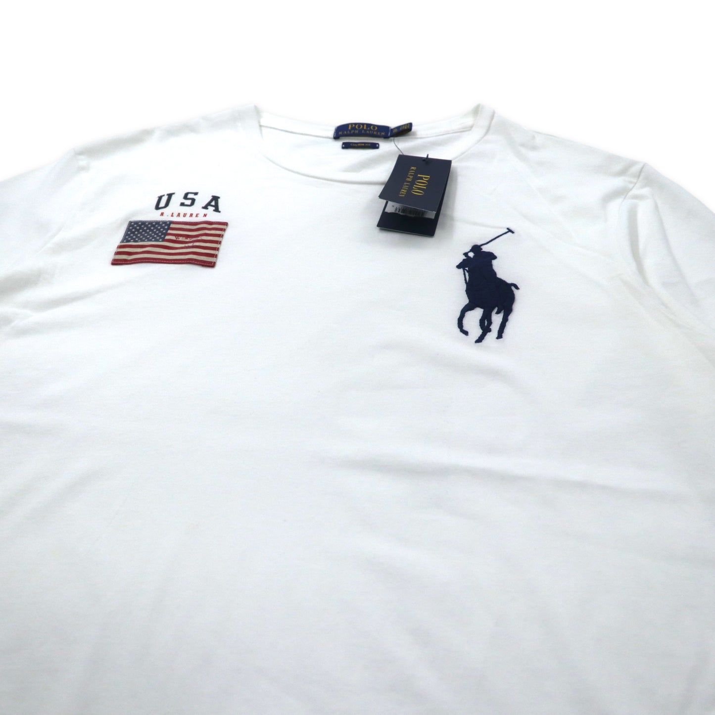 POLO RALPH LAUREN ビッグポニー Tシャツ XL ホワイト コットン USA 星条旗 ビッグサイズ 未使用品