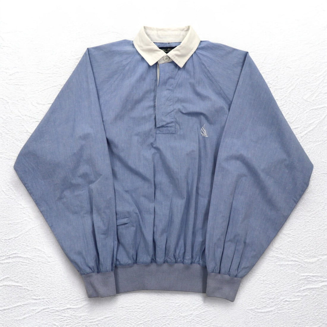 nautica 90年代 プルオーバー シャンブレーシャツ XL ブルー コットン ワンポイントロゴ刺繍