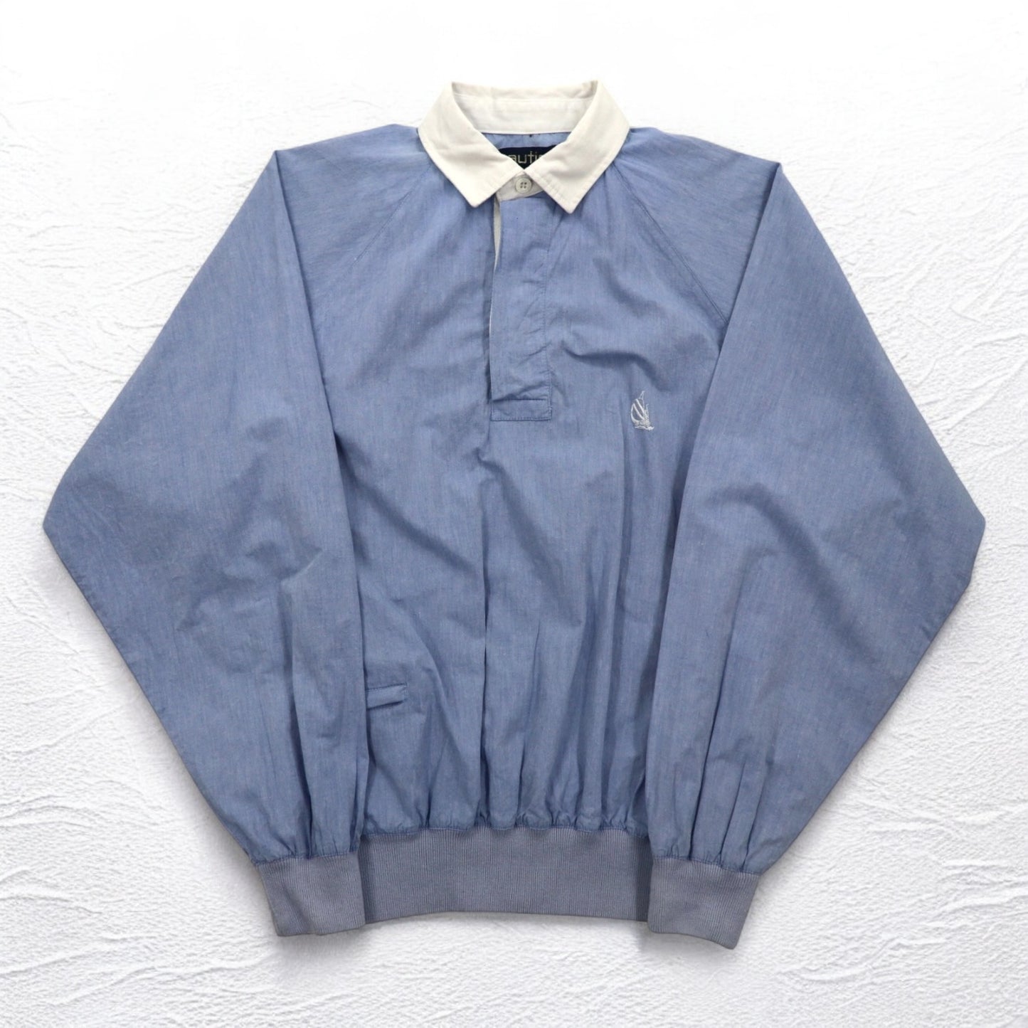 nautica 90年代 プルオーバー シャンブレーシャツ XL ブルー コットン ワンポイントロゴ刺繍
